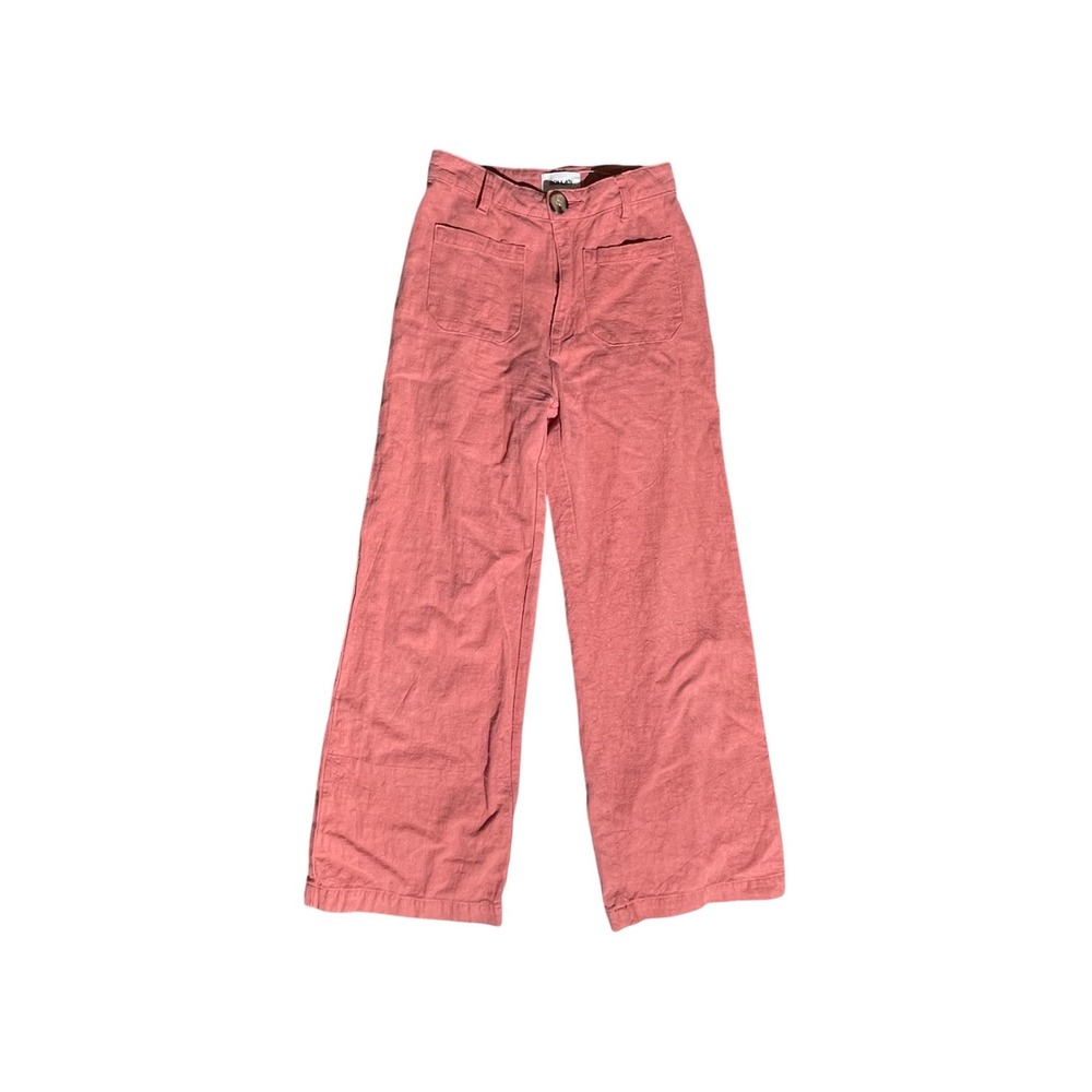Rollas Pink Ramie Wide Leg Sailor Pants High Rise Coral Trousers 25